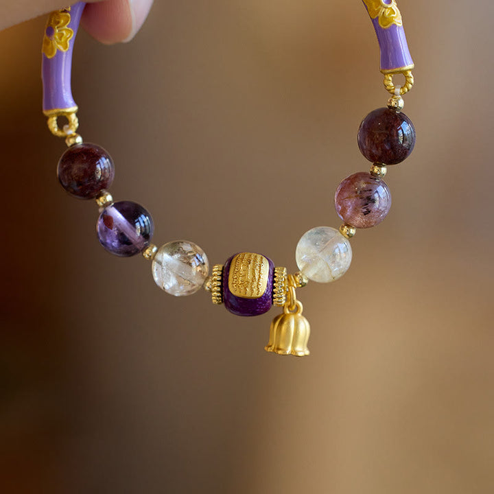 Buddha Stones Purple Phantom Purple Jade Scripture Citrine Love Wisdom Bracelet Bangle - image 2