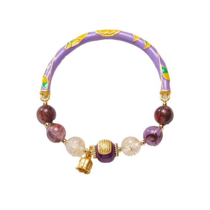 Buddha Stones Purple Phantom Purple Jade Scripture Citrine Love Wisdom Bracelet Bangle - image 7
