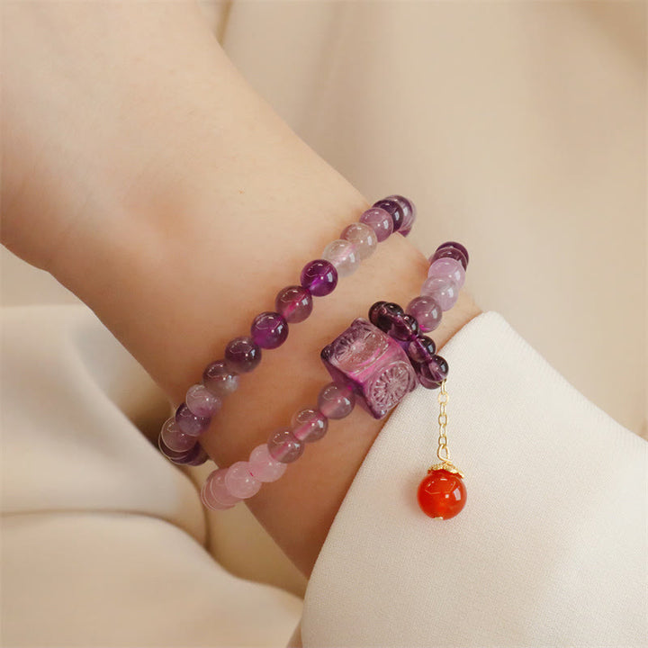 Buddha Stones Natural Amethyst Citrine Positive Transformation Double Wrap Bracelet - image 7