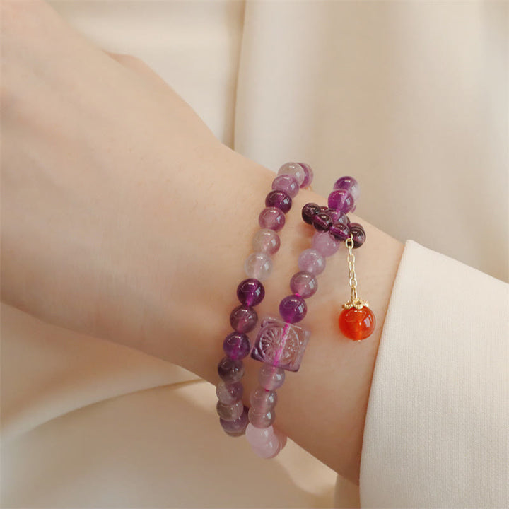 Buddha Stones Natural Amethyst Citrine Positive Transformation Double Wrap Bracelet - image 4