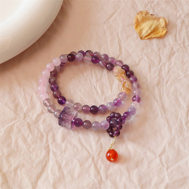 Buddha Stones Natural Amethyst Citrine Positive Transformation Double Wrap Bracelet - image 2