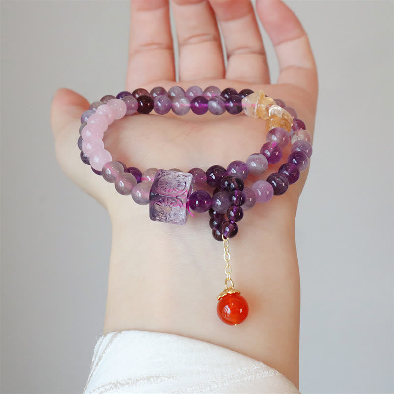 Buddha Stones Natural Amethyst Citrine Positive Transformation Double Wrap Bracelet - image 3