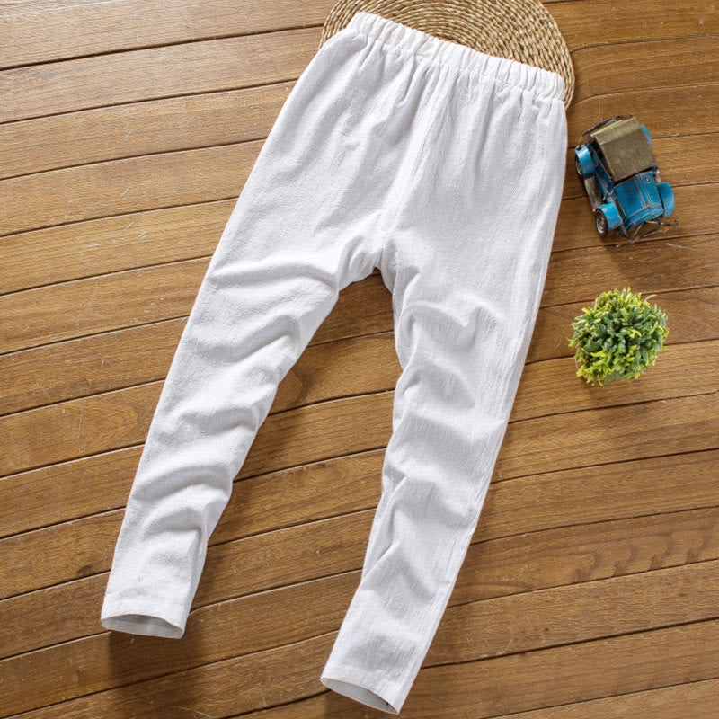 Buddha Stones 2Pcs Solid Color Cotton Button Short Sleeve T-shirt Pants Men's Set - image 11