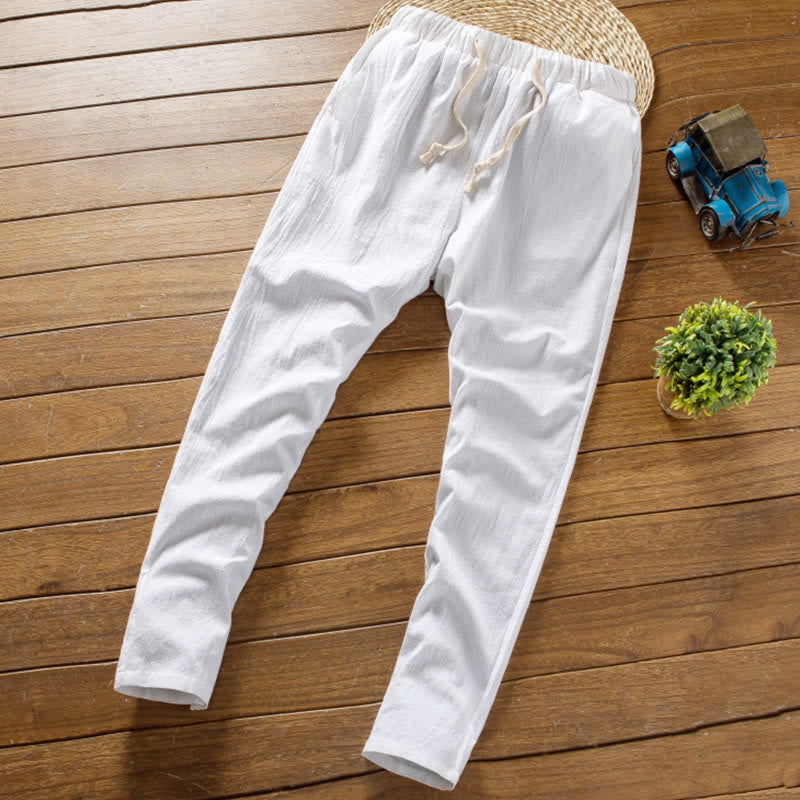 Buddha Stones 2Pcs Solid Color Cotton Button Short Sleeve T-shirt Pants Men's Set - image 10