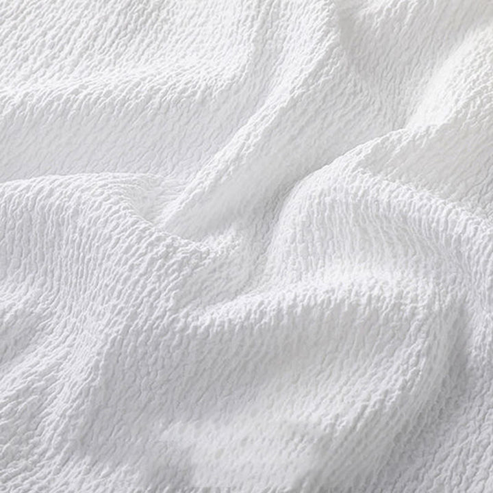 Buddha Stones 2Pcs Solid Color Texture Button Half Sleeve Shirt Pants Men's Set - image 11