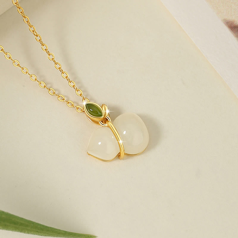 Buddha Stones 925 Sterling Silver Hetian Jade Gourd Abundance Necklace Pendant - image 1