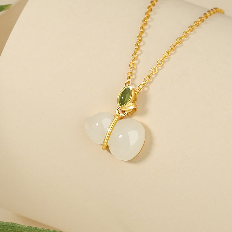 Buddha Stones 925 Sterling Silver Hetian Jade Gourd Abundance Necklace Pendant - image 2