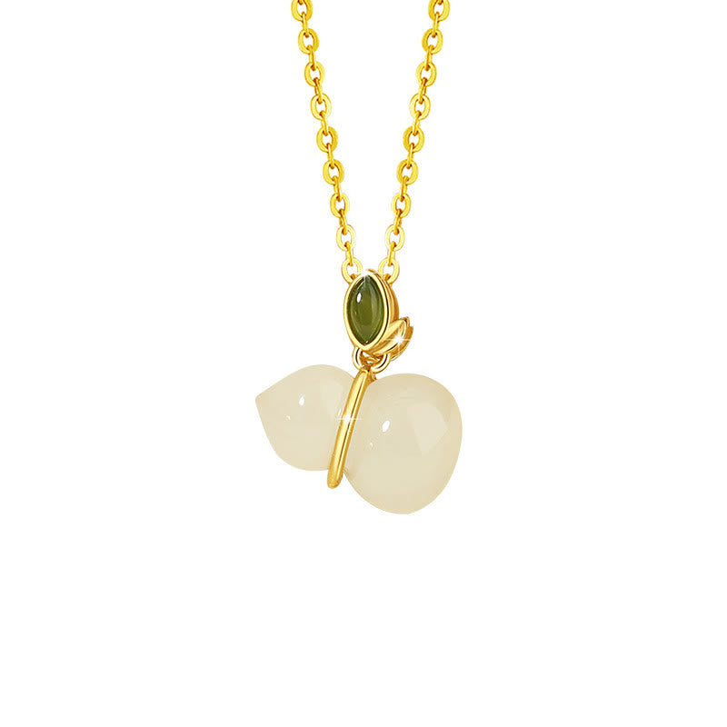 Buddha Stones 925 Sterling Silver Hetian Jade Gourd Abundance Necklace Pendant - image 11
