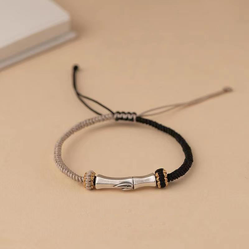 Buddha Stones 925 Sterling Silver Bamboo Protection Braided Bracelet - Black(Wrist Circumference 15-18cm) - image 9