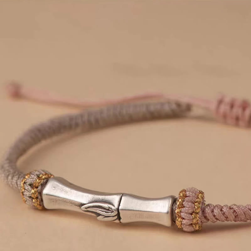 Buddha Stones 925 Sterling Silver Bamboo Protection Braided Bracelet - image 8
