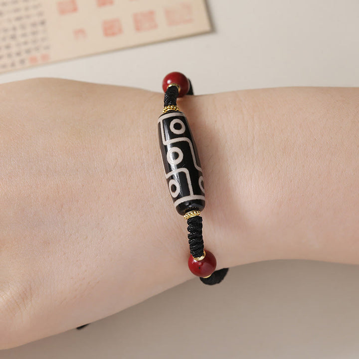 Buddha Stones Handcrafted Tibetan Nine-eye Dzi Bead Protection Bracelet - image 4