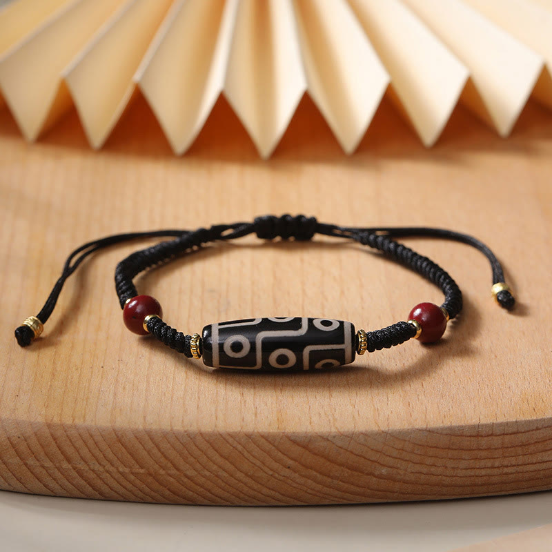 Buddha Stones Handcrafted Tibetan Nine-eye Dzi Bead Protection Bracelet - image 1