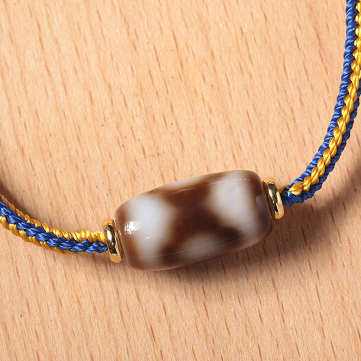 Buddha Stones Tibetan Three-eyed Dzi Bead Luck Happiness Bracelet - image 3