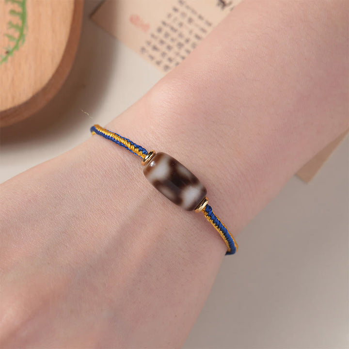 Buddha Stones Tibetan Three-eyed Dzi Bead Luck Happiness Bracelet - image 4