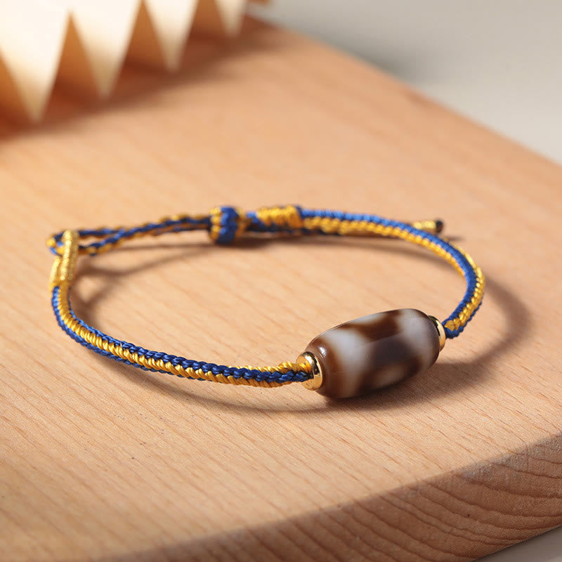 Buddha Stones Tibetan Three-eyed Dzi Bead Luck Happiness Bracelet - image 2