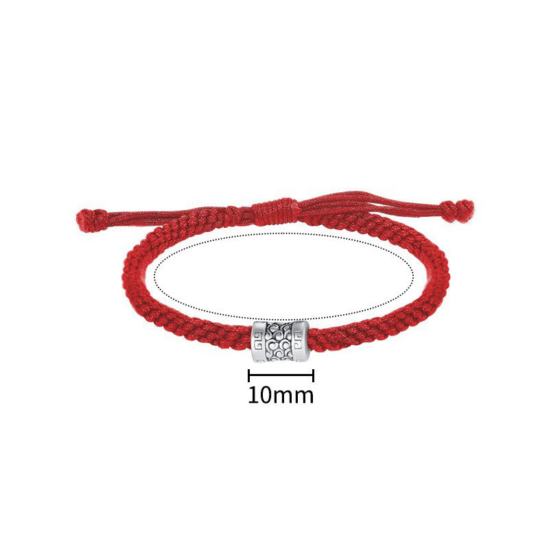 Buddha Stones 999 Sterling Silver Red String Lucky Cloud Strength Bracelet - Red(Wrist Circumference 14-18cm) - image 5