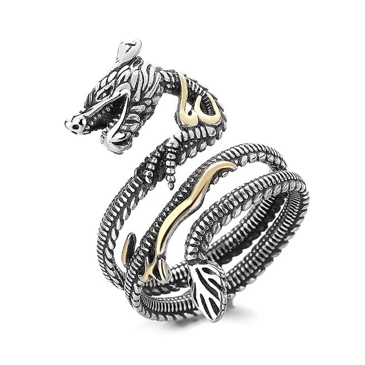 Buddha Stones Vintage Dragon Pattern Copper Strength Ring - image 1