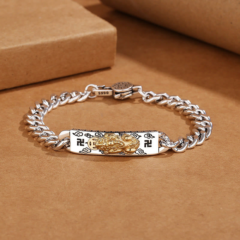 Buddha Stones Om Mani Padme Hum Pixiu Swastika Spring Buckle Wisdom Bracelet - 22cm fit for Wrist Circumference 20cm - image 0