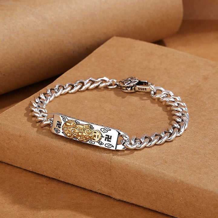 Buddha Stones Om Mani Padme Hum Pixiu Swastika Spring Buckle Wisdom Bracelet - 20cm fit for Wrist Circumference 18cm - image 2