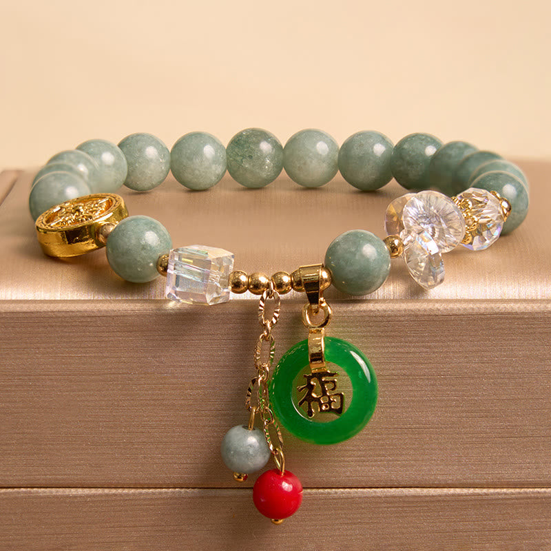 Buddha Stones Strawberry Quartz Jade Fu Character Charm Healing Bracelet - image 15
