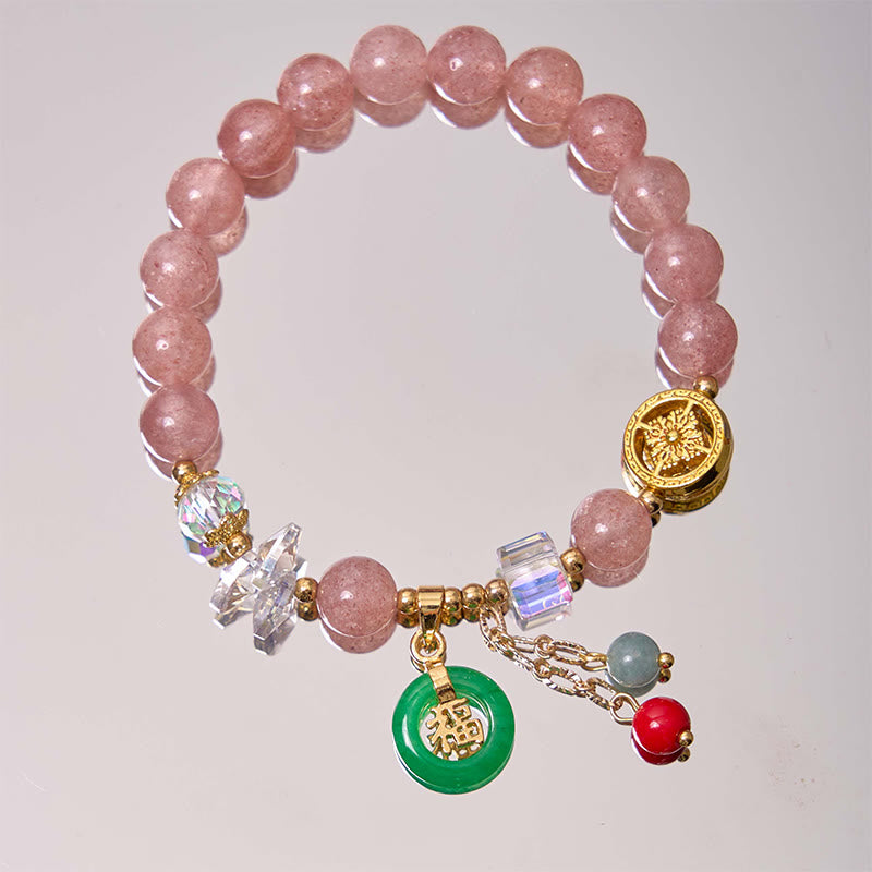 Buddha Stones "Sending Love and Harmony"Strawberry Quartz Bracelet Includes Gift Message Card - image 7