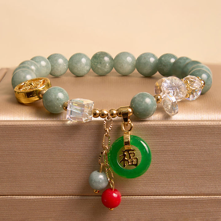 Buddha Stones Strawberry Quartz Jade Fu Character Charm Healing Bracelet - image 11