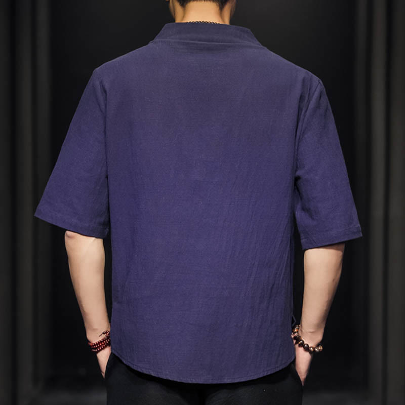 Buddha Stones Casual Summer Half Sleeve Shirt Cotton Men Clothing - image 26