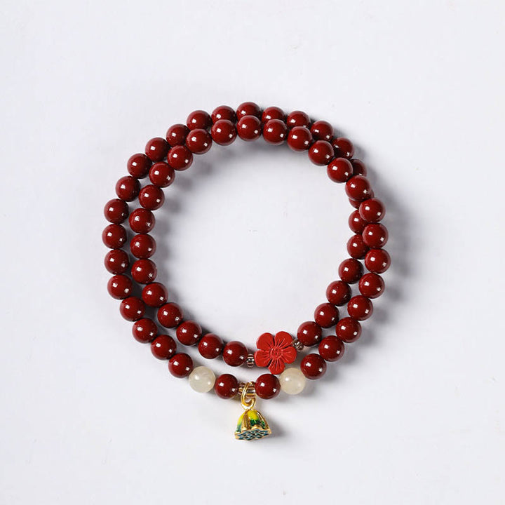 Buddha Stones Cinnabar Lotus Charm Double Wrap Blessing Bracelet - image 7