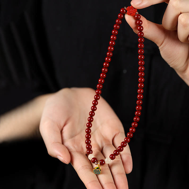 Buddha Stones Cinnabar Lotus Charm Double Wrap Blessing Bracelet - image 3