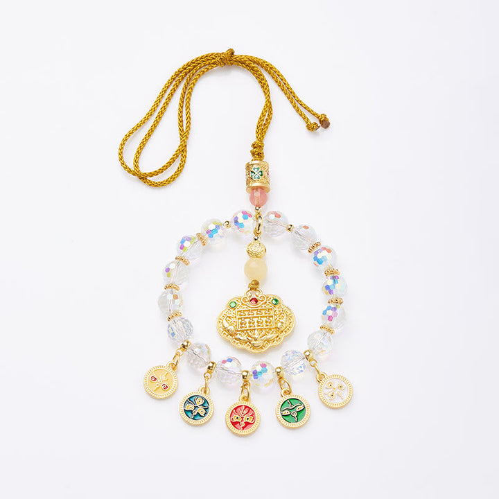 Buddha Stones Lucky Koi Fish Five God Of Wealth Prosperity Hanging Decoration - image 6