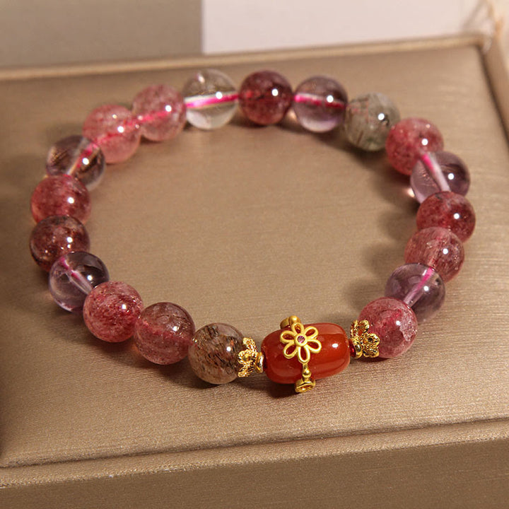 Buddha Stones Natural Super Seven Crystal Red Agate Positivity Bracelet - image 1