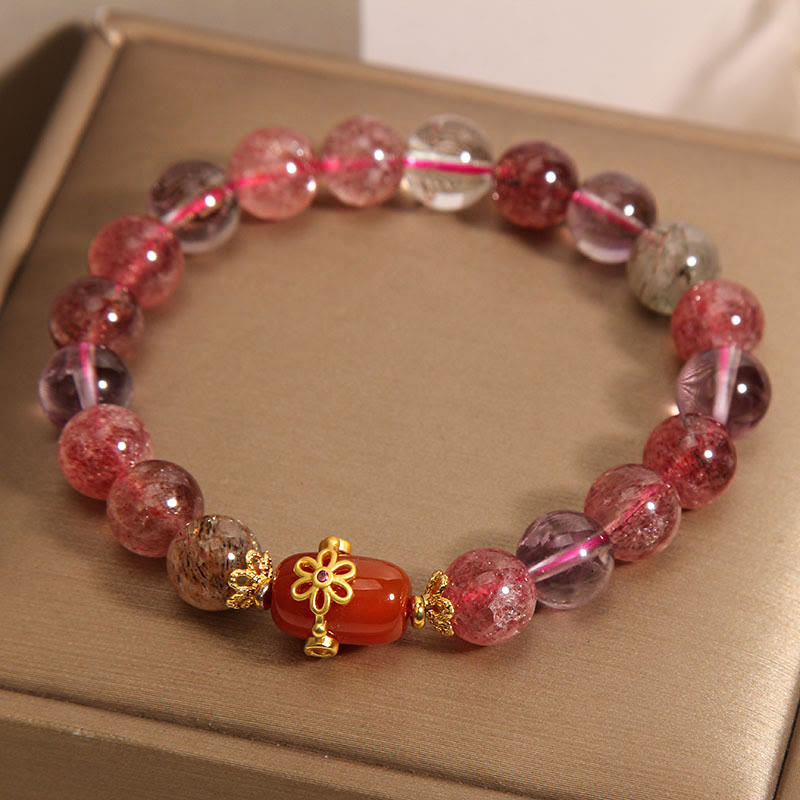 Buddha Stones Natural Super Seven Crystal Red Agate Positivity Bracelet - image 2