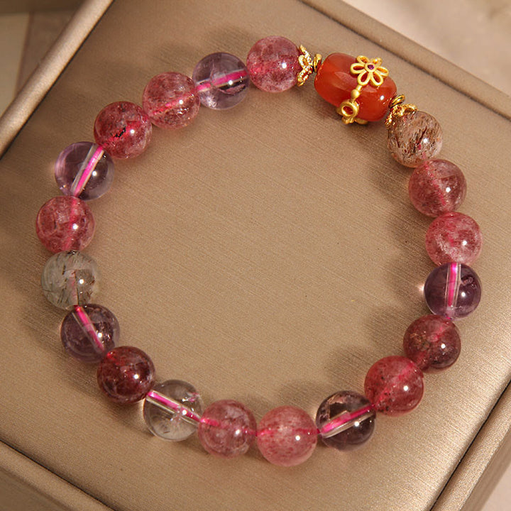 Buddha Stones Natural Super Seven Crystal Red Agate Positivity Bracelet - image 4