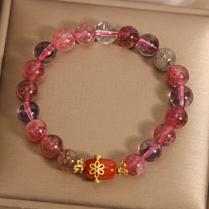 Buddha Stones Natural Super Seven Crystal Red Agate Positivity Bracelet - image 6