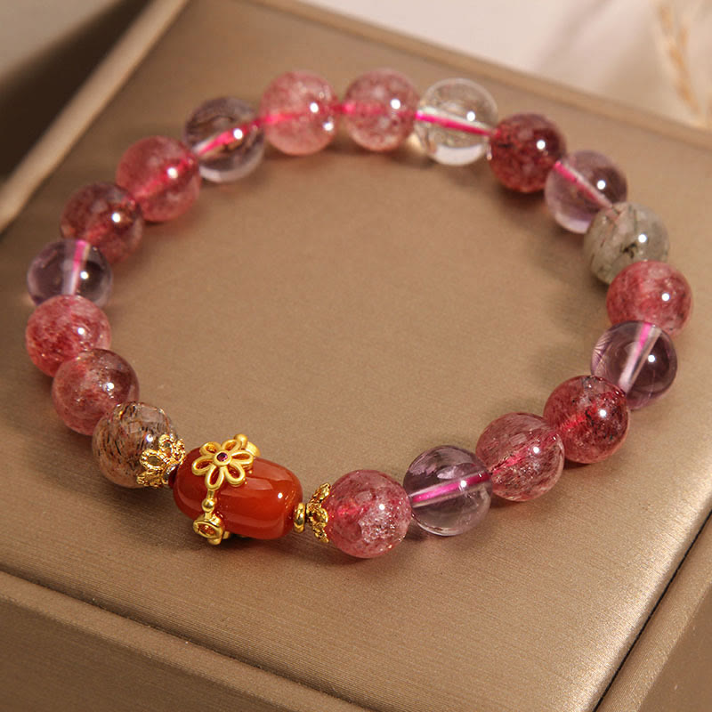 Buddha Stones Natural Super Seven Crystal Red Agate Positivity Bracelet - image 3