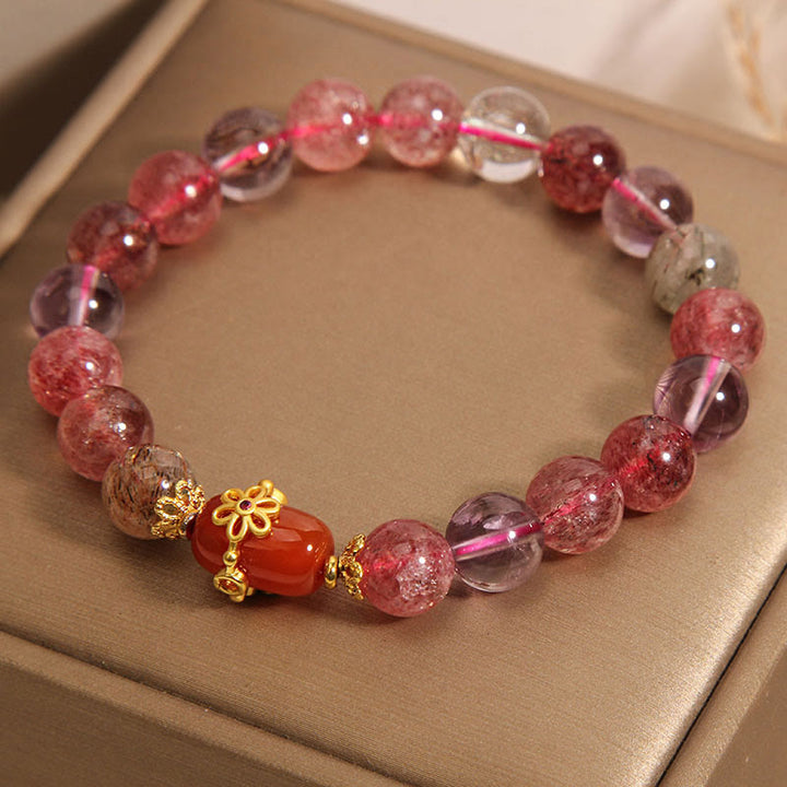 Buddha Stones Natural Super Seven Crystal Red Agate Positivity Bracelet - image 3