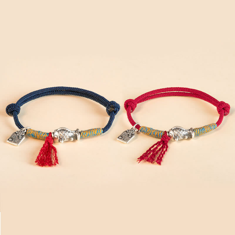 Buddha Stones 999 Sterling Silver Red String Lucky Koi Fish Protection Bracelet - image 13