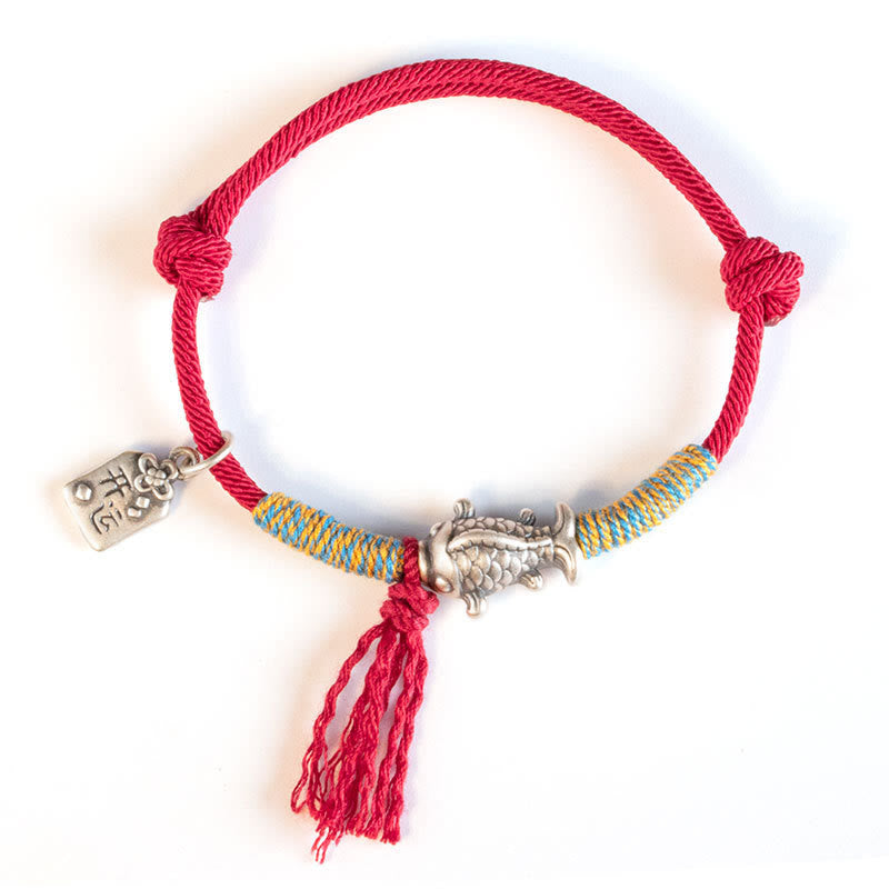 Buddha Stones 999 Sterling Silver Red String Lucky Koi Fish Protection Bracelet - image 11