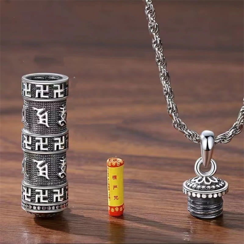 Buddha Stones Om Mani Padme Hum Swastika Twisted Chain Wisdom Necklace Pendant - image 3