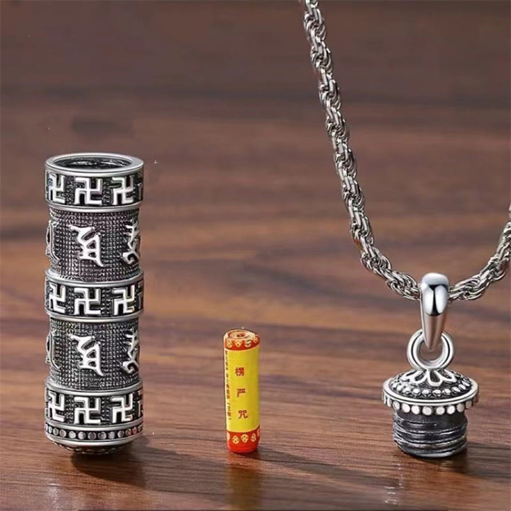 Buddha Stones Om Mani Padme Hum Swastika Twisted Chain Wisdom Necklace Pendant - image 3