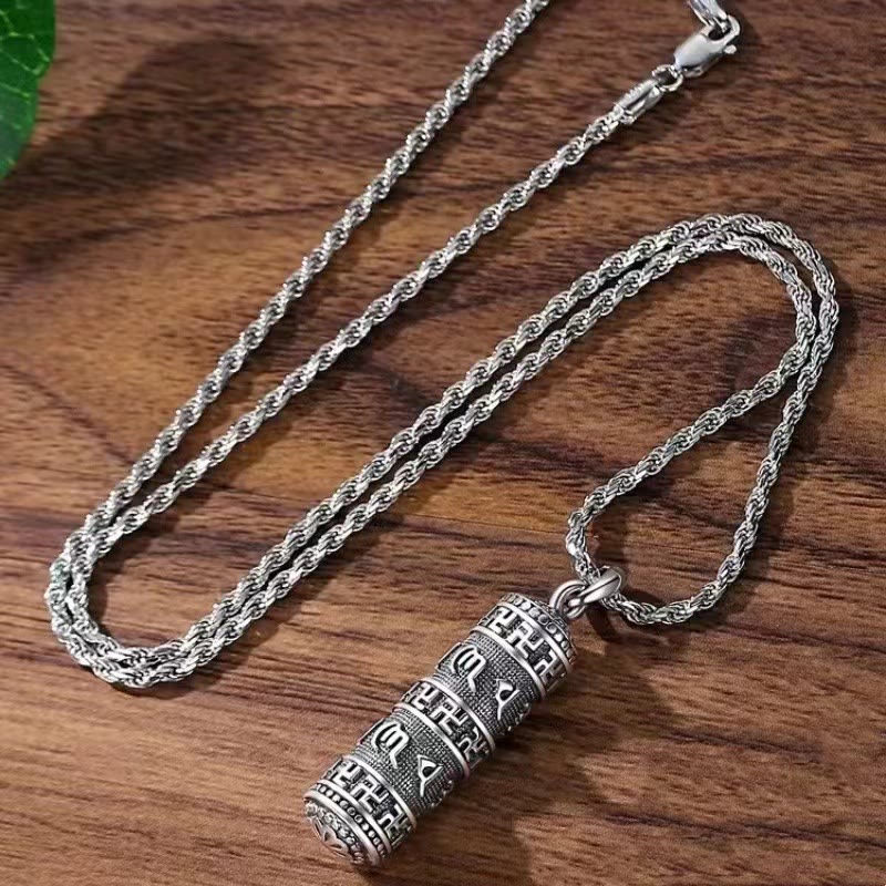 Buddha Stones Om Mani Padme Hum Swastika Twisted Chain Wisdom Necklace Pendant - image 1