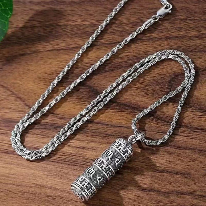 Buddha Stones Om Mani Padme Hum Swastika Twisted Chain Wisdom Necklace Pendant - image 1