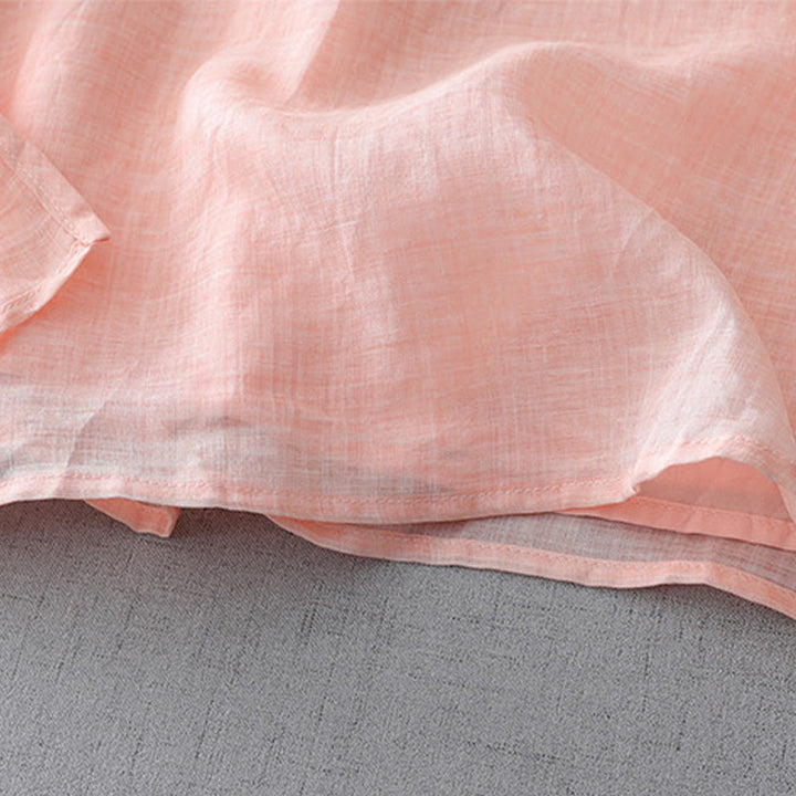 Buddha Stones Solid Color Frog-Button Three Quarter Sleeve Double Layer Cotton Linen Shirt - image 20