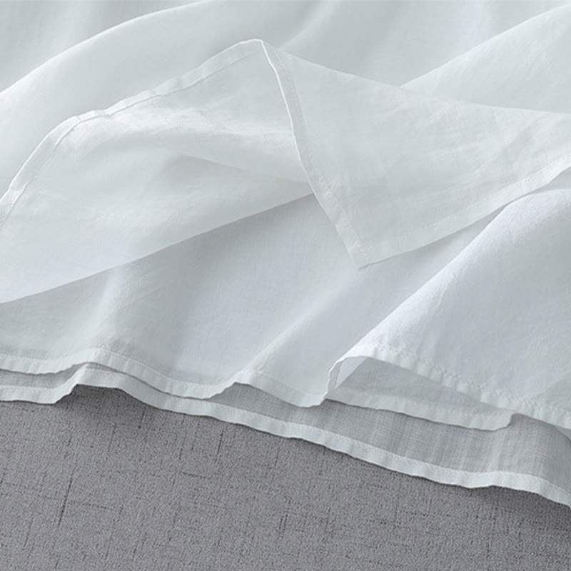 Buddha Stones Solid Color Frog-Button Three Quarter Sleeve Double Layer Cotton Linen Shirt - image 4