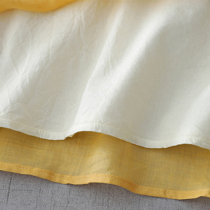 Buddha Stones Solid Color Frog-Button Three Quarter Sleeve Double Layer Cotton Linen Shirt - image 17