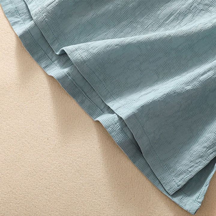 Buddha Stones Plum Blossom Embroidery Frog-Button Short Sleeve Cotton Linen Shirt - image 23