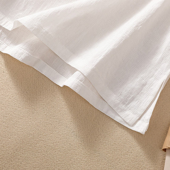 Buddha Stones Plum Blossom Embroidery Frog-Button Short Sleeve Cotton Linen Shirt - image 31