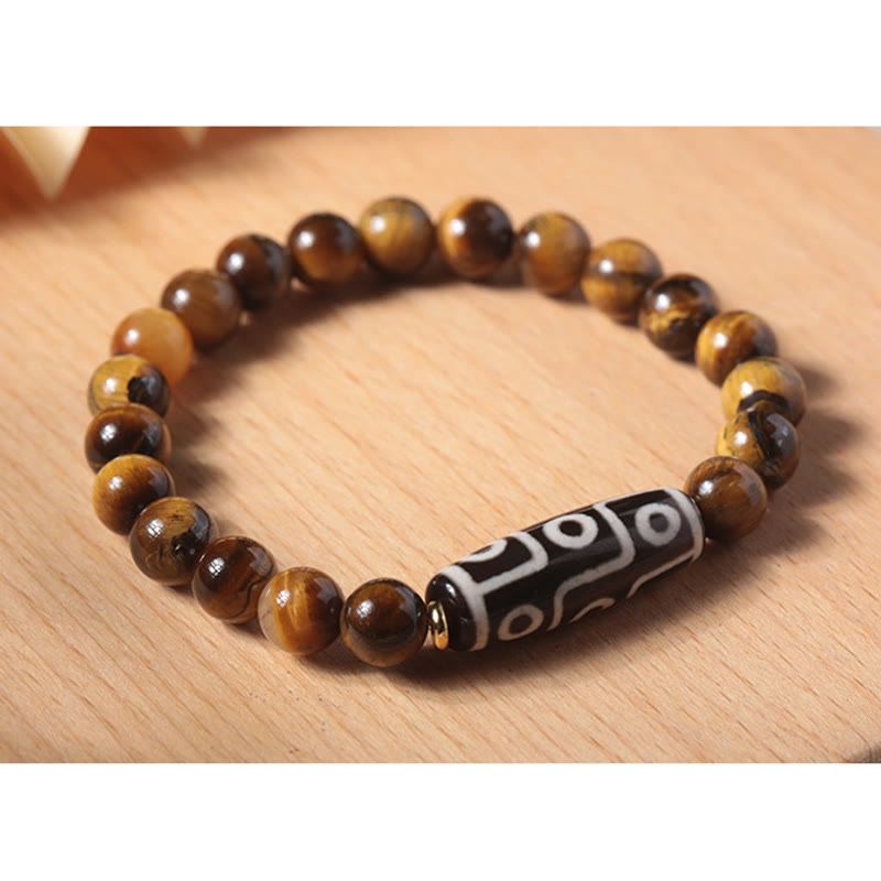 Buddha Stones Tibetan Tiger Eye Tourmaline Nine-Eye Dzi Bead Protection Bracelet - image 3
