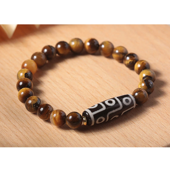 Buddha Stones Tibetan Tiger Eye Tourmaline Nine-Eye Dzi Bead Protection Bracelet - image 3