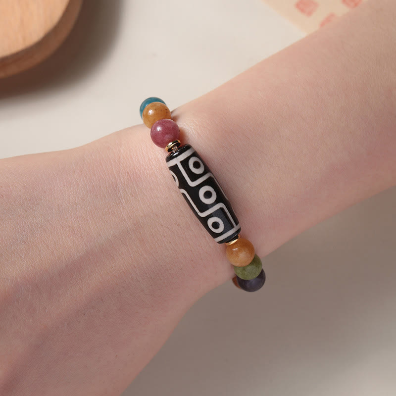 Buddha Stones Tibetan Tiger Eye Tourmaline Nine-Eye Dzi Bead Protection Bracelet - image 7